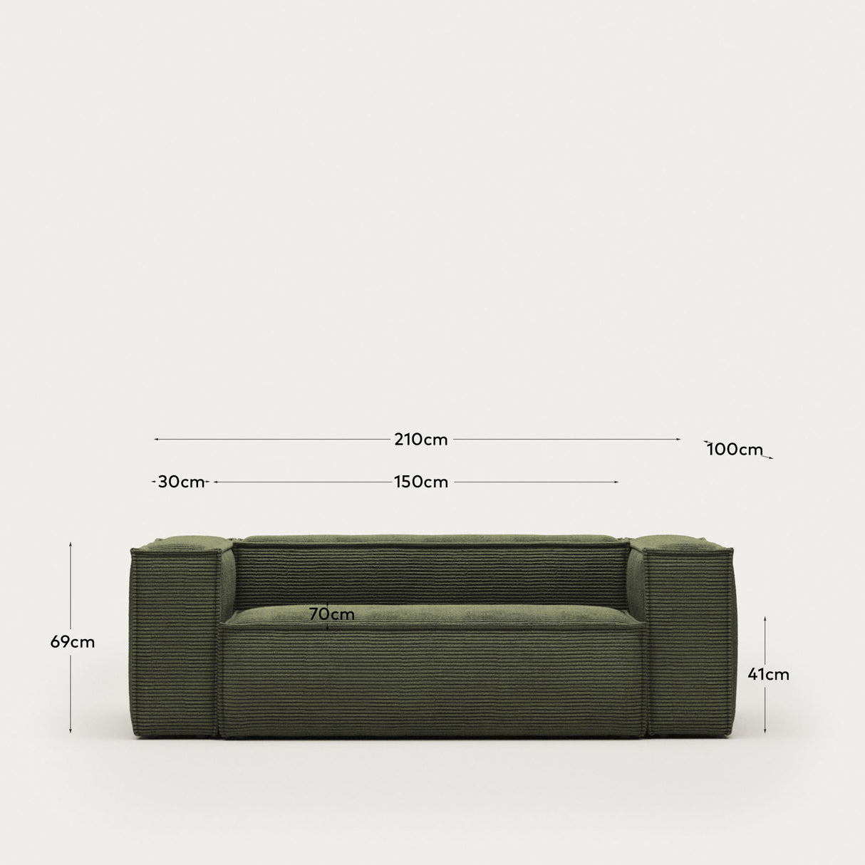Blok 2-Sitzer-Sofa breiter Cord grün 210 cm - ZEN ZONE
