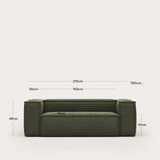 Blok 2-Sitzer-Sofa breiter Cord grün 210 cm - ZEN ZONE