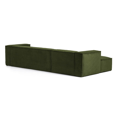 Blok 4-Sitzer-Sofa mit Chaiselongue links breiter Cord grün 330 cm - ZEN ZONE
