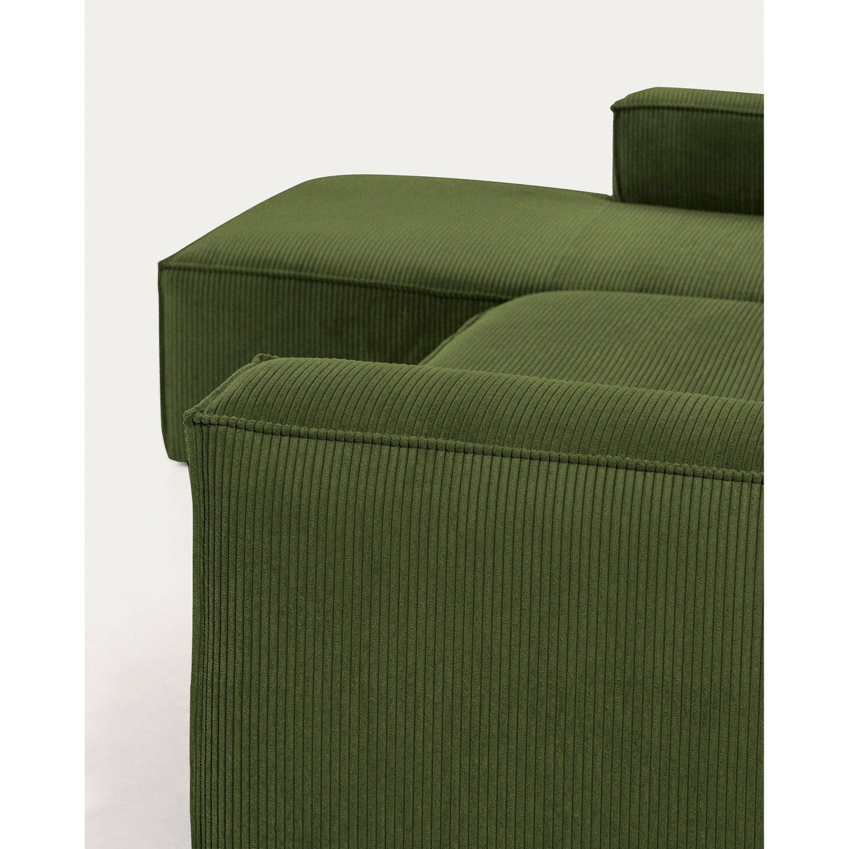 Blok 4-Sitzer-Sofa mit Chaiselongue links breiter Cord grün 330 cm - ZEN ZONE