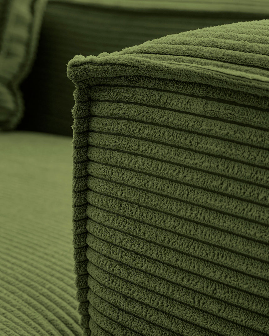 Blok 4-Sitzer-Sofa mit Chaiselongue links breiter Cord grün 330 cm - ZEN ZONE Furniture