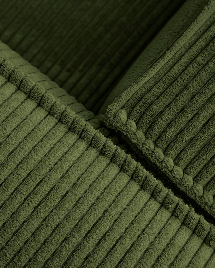 Blok 4-Sitzer-Sofa mit Chaiselongue links breiter Cord grün 330 cm - ZEN ZONE Furniture