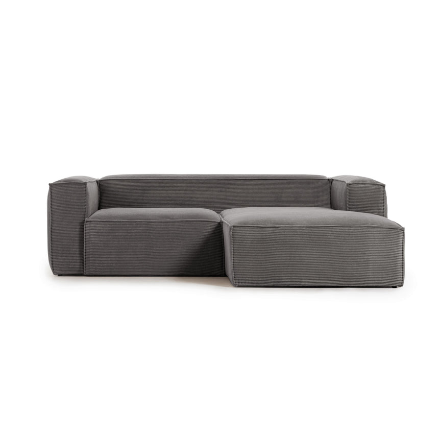 Blok 2-Sitzer-Sofa mit Chaiselongue rechts breiter Cord grau 240 cm - ZEN ZONE Furniture