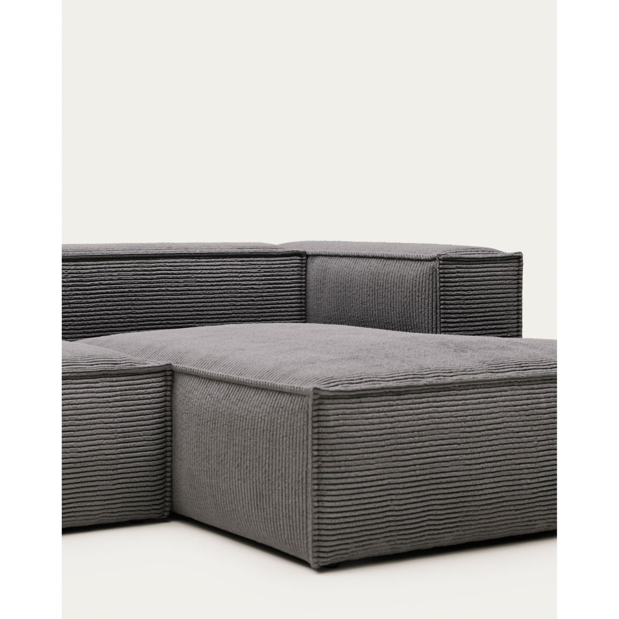 Blok 2-Sitzer-Sofa mit Chaiselongue rechts breiter Cord grau 240 cm - ZEN ZONE