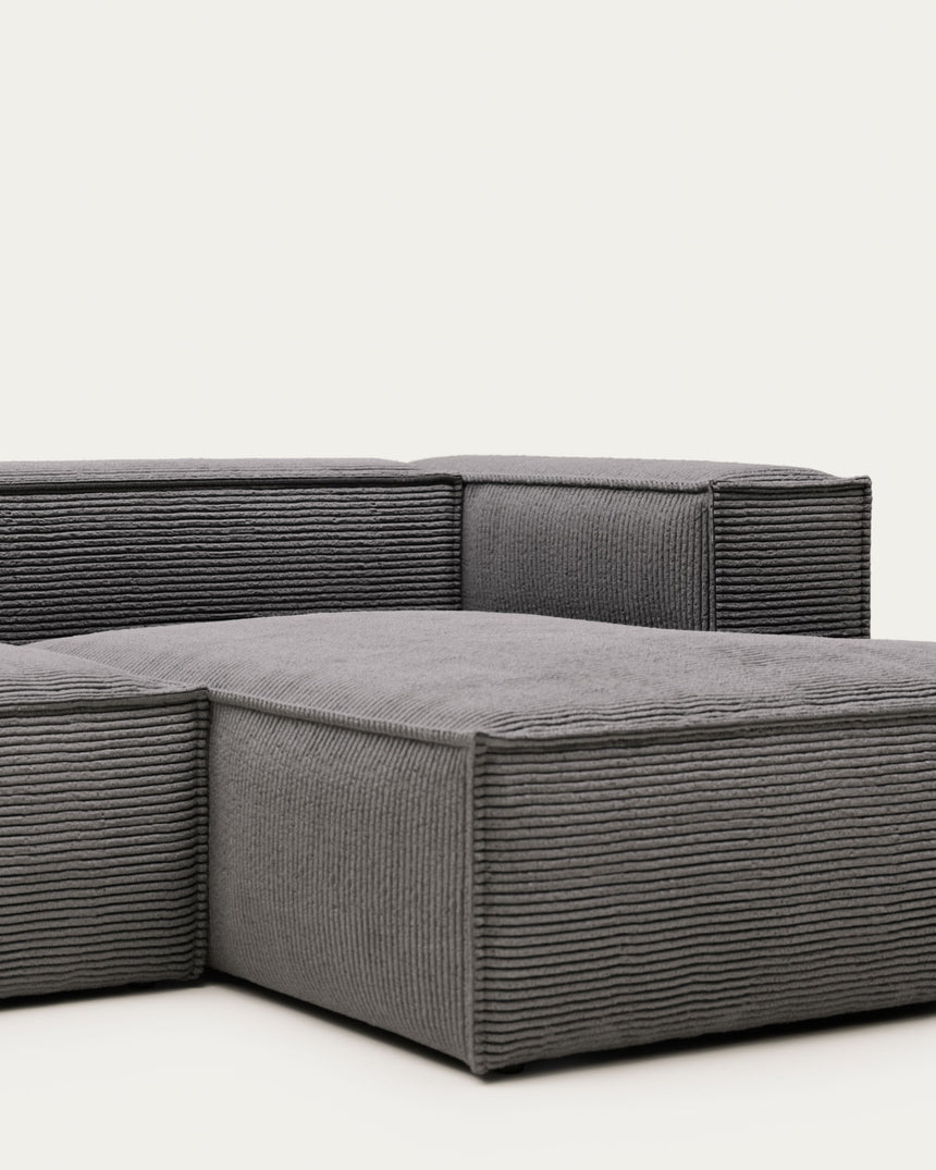 Blok 2-Sitzer-Sofa mit Chaiselongue rechts breiter Cord grau 240 cm - ZEN ZONE Furniture