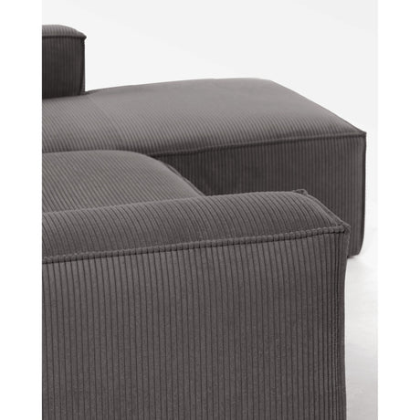 Blok 2-Sitzer-Sofa mit Chaiselongue rechts breiter Cord grau 240 cm - ZEN ZONE