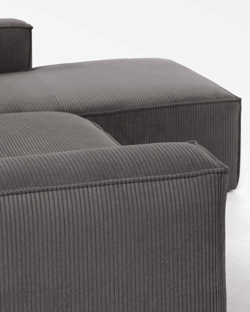 Blok 2-Sitzer-Sofa mit Chaiselongue rechts breiter Cord grau 240 cm - ZEN ZONE Furniture