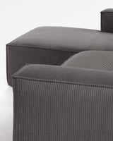 Blok 2-Sitzer-Sofa mit Chaiselongue links breiter Cord grau 240 cm - ZEN ZONE Furniture