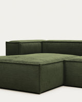 Blok 2-Sitzer-Sofa mit Chaiselongue links breiter Cord grün 240 cm - ZEN ZONE Furniture