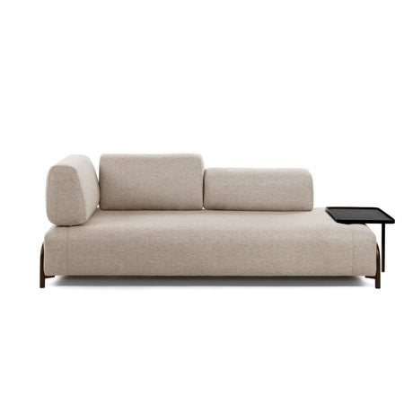 Compo 3-Sitzer Sofa beige mit großem Tablett 252 cm - ZEN ZONE