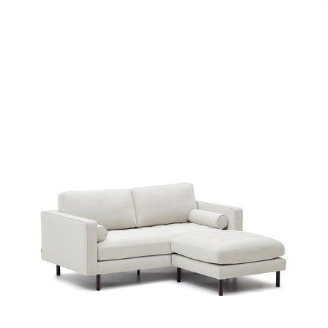 Debra 2-Sitzer-Sofa mit Pouf mit Bezug in perlfarbener Chenille Beine Wenge-Finish 18 - ZEN ZONE Furniture