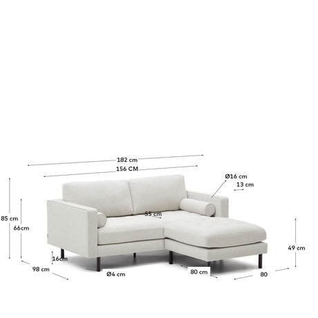 Debra 2-Sitzer-Sofa mit Pouf mit Bezug in perlfarbener Chenille Beine Wenge-Finish 18 - ZEN ZONE Furniture