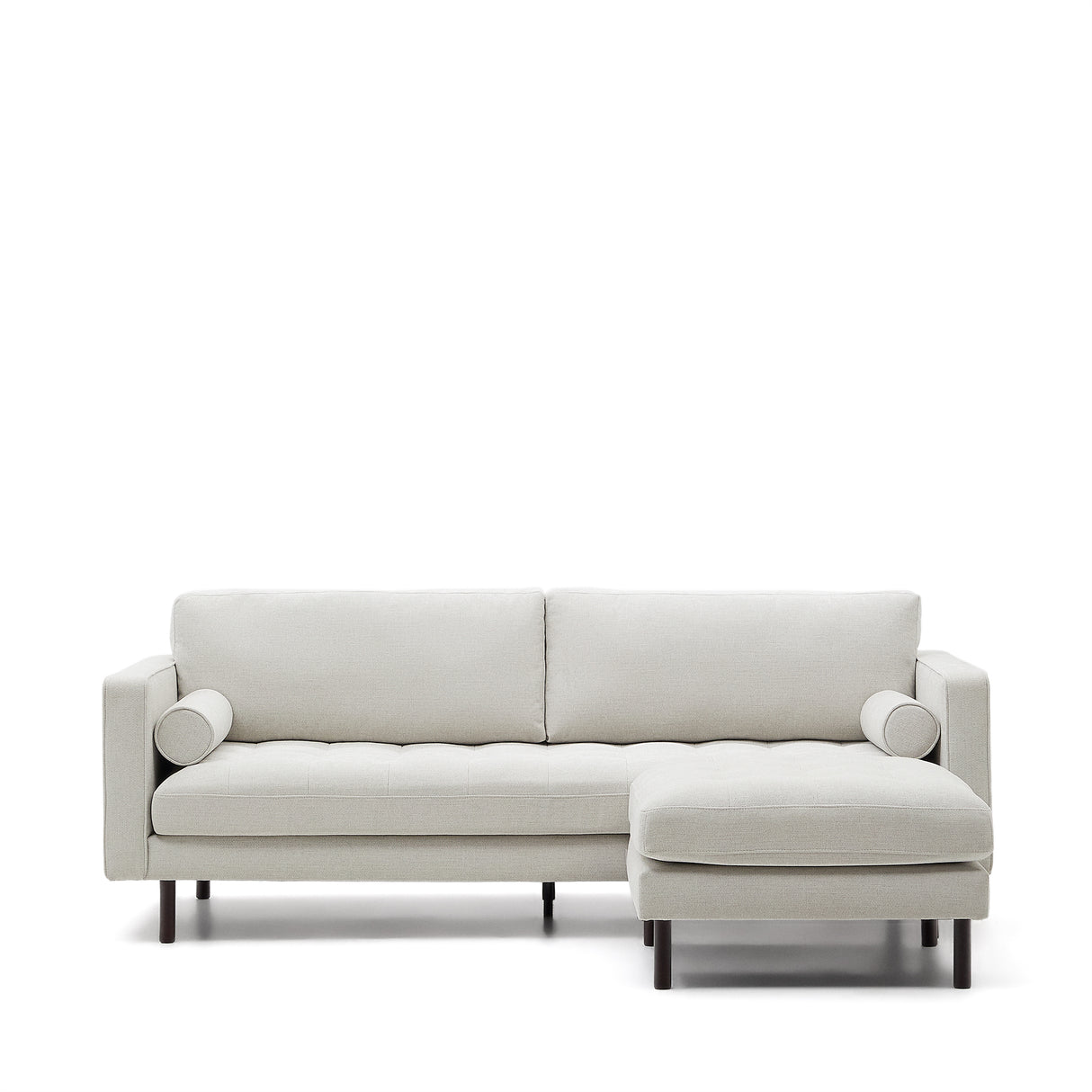 Debra 3-Sitzer-Sofa mit Pouf mit Bezug in perlfarbener Chenille Beine Wenge-Finish 22 - ZEN ZONE Furniture