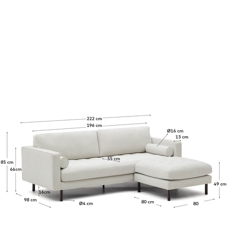 Debra 3-Sitzer-Sofa mit Pouf mit Bezug in perlfarbener Chenille Beine Wenge-Finish 22 - ZEN ZONE Furniture