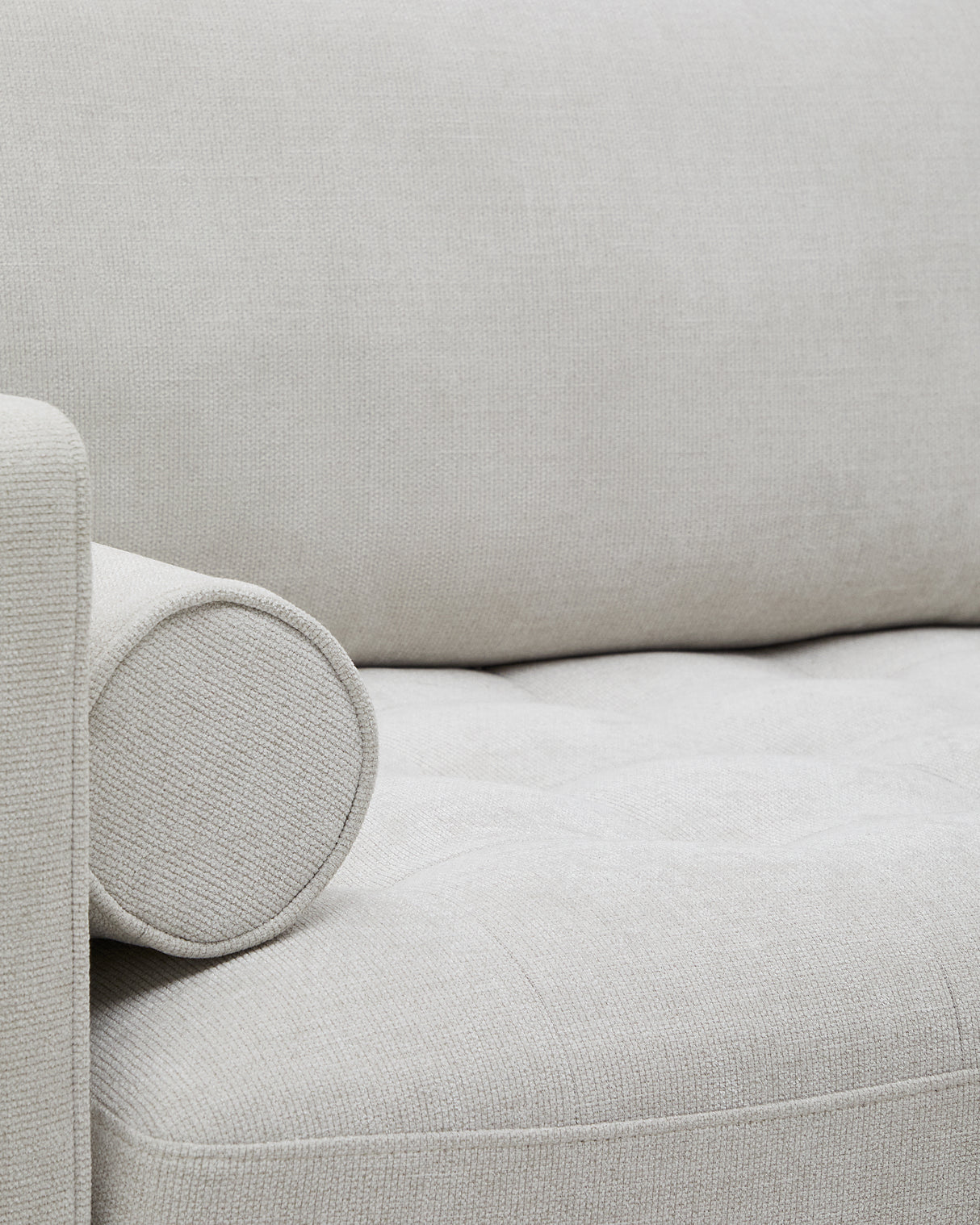 Debra 3-Sitzer-Sofa mit Pouf mit Bezug in perlfarbener Chenille Beine Wenge-Finish 22 - ZEN ZONE Furniture