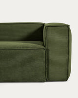 Blok 4-Sitzer Ecksofa Cord grün 320 x 230 cm / 230 x 320 cm - ZEN ZONE Furniture