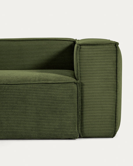 Blok 4-Sitzer Ecksofa Cord grün 320 x 230 cm / 230 x 320 cm - ZEN ZONE Furniture