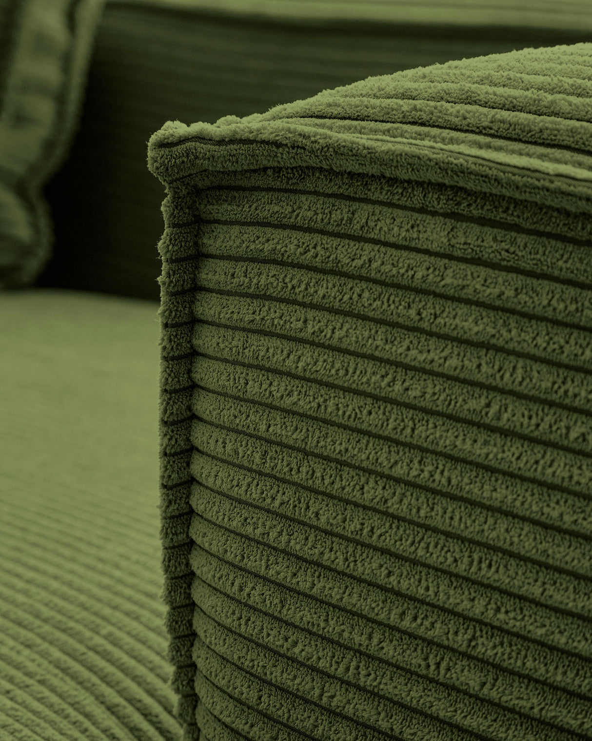 Blok 4-Sitzer Ecksofa Cord grün 320 x 230 cm / 230 x 320 cm - ZEN ZONE Furniture