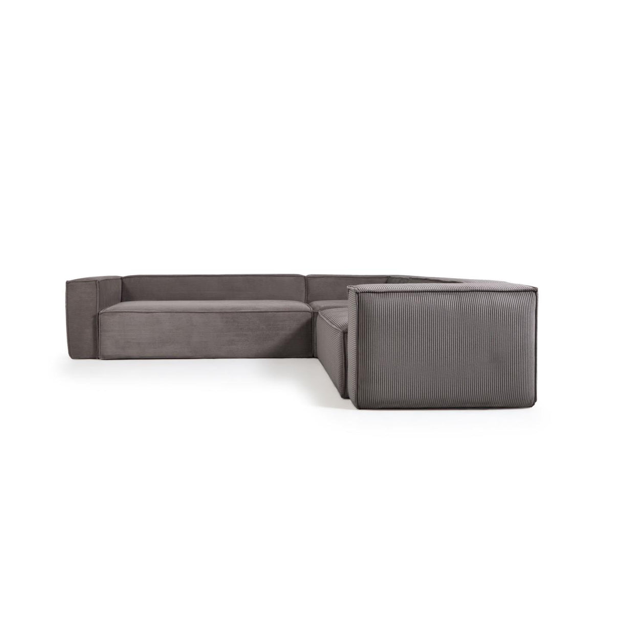 Blok 5-Sitzer-Ecksofa breiter Cord in Grau 320 x 290 / 290 x 320 cm - ZEN ZONE