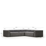 Blok 5-Sitzer-Ecksofa breiter Cord in Grau 320 x 290 / 290 x 320 cm - ZEN ZONE
