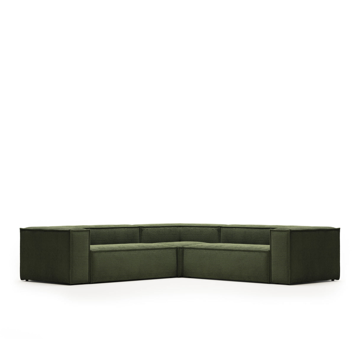 Blok 4-Sitzer Ecksofa dicker Cord grün 290 x 290 cm - ZEN ZONE