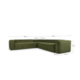 Blok 4-Sitzer Ecksofa dicker Cord grün 290 x 290 cm - ZEN ZONE Furniture