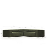 Blok 4-Sitzer Ecksofa dicker Cord grün 290 x 290 cm - ZEN ZONE