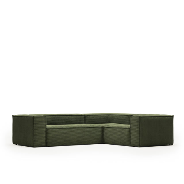 Blok 3-Sitzer-Ecksofa breiter Cord grün 290 x 230 cm / 230 cm 290 cm - ZEN ZONE Furniture