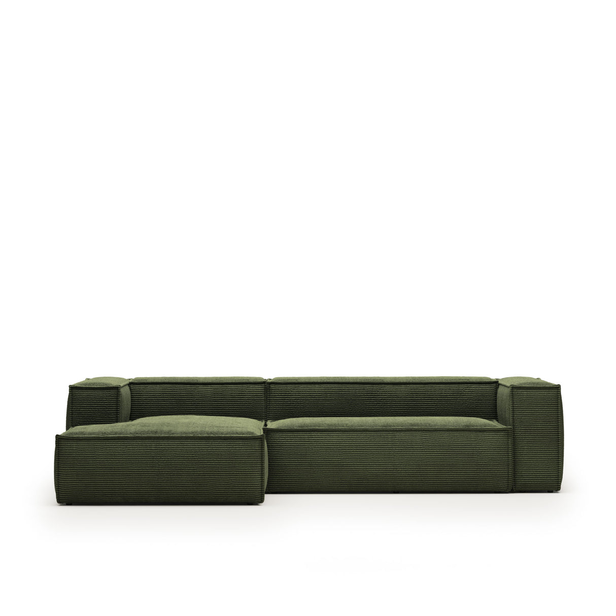 Blok 3-Sitzer-Sofa mit Chaiselongue links breiter Cord grün 300 cm - ZEN ZONE