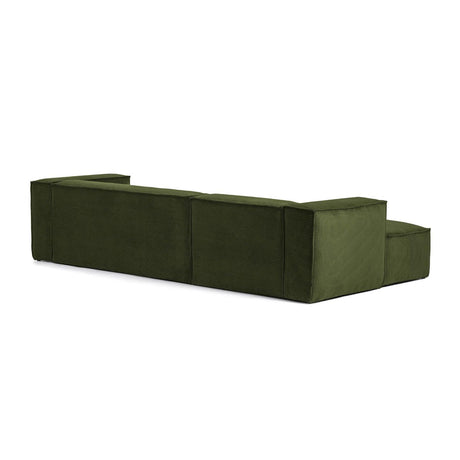 Blok 3-Sitzer-Sofa mit Chaiselongue links breiter Cord grün 300 cm - ZEN ZONE