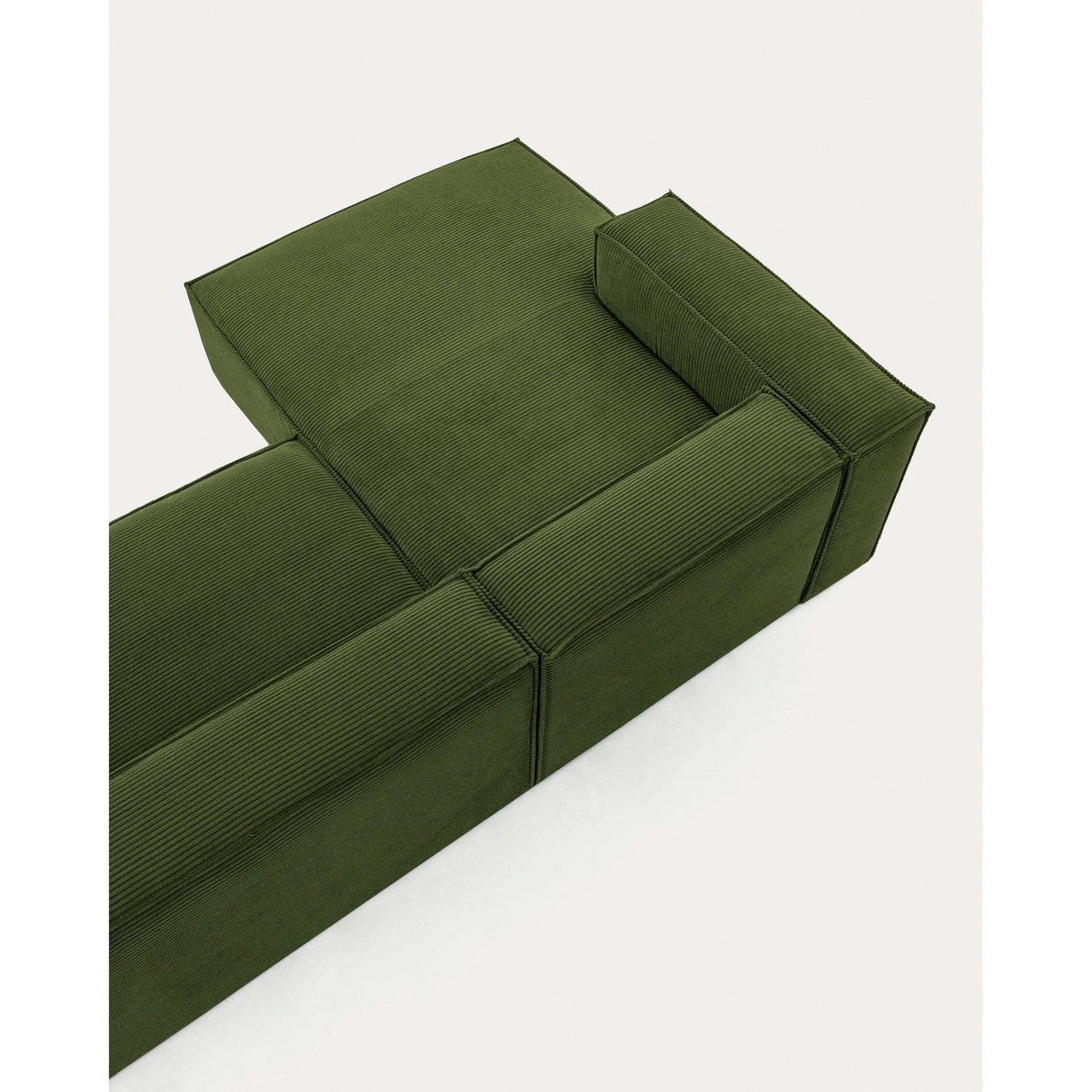 Blok 3-Sitzer-Sofa mit Chaiselongue links breiter Cord grün 300 cm - ZEN ZONE
