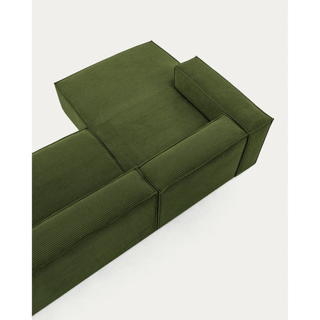 Blok 3-Sitzer-Sofa mit Chaiselongue links breiter Cord grün 300 cm - ZEN ZONE