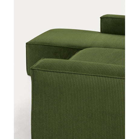 Blok 3-Sitzer-Sofa mit Chaiselongue links breiter Cord grün 300 cm - ZEN ZONE