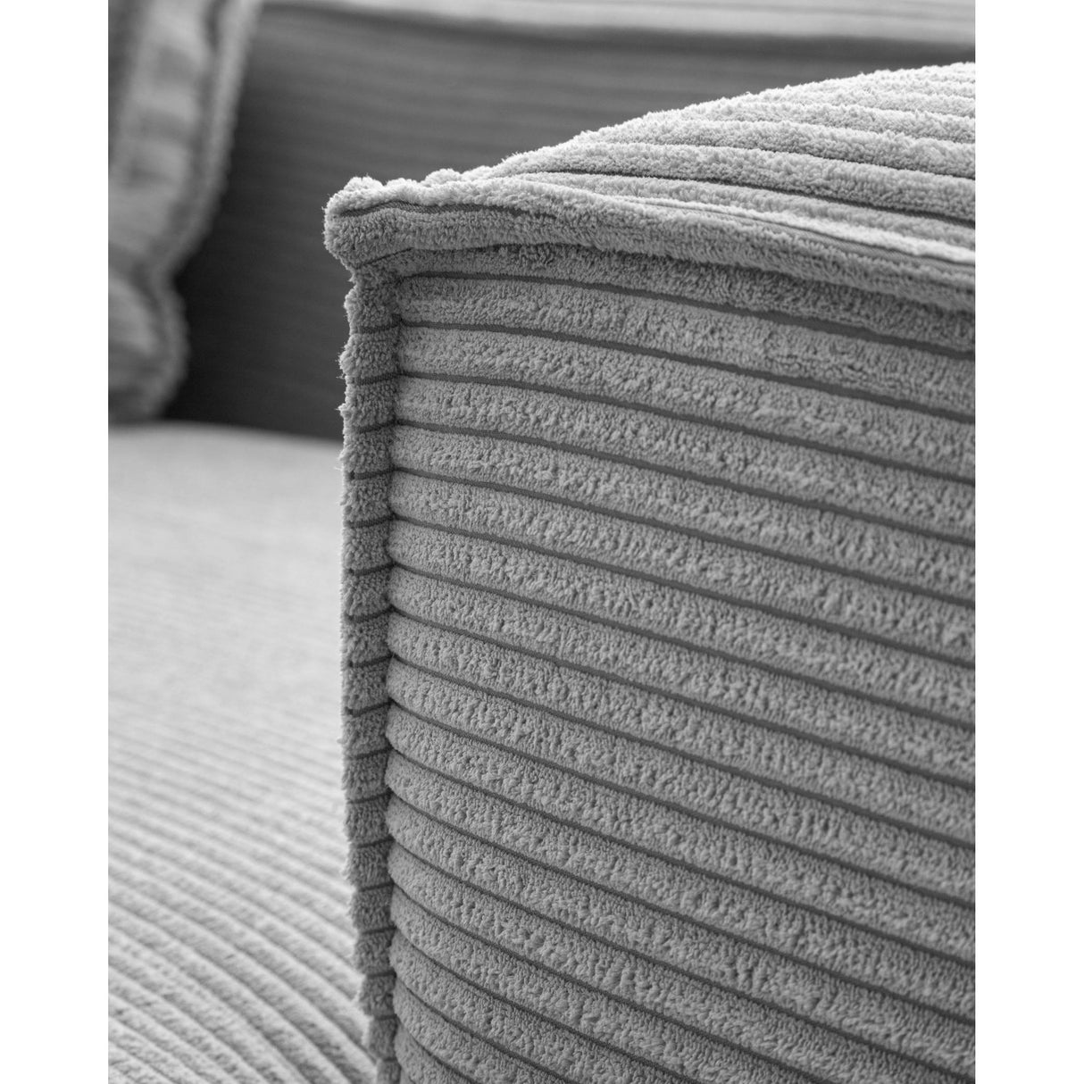 Blok 3-Sitzer-Sofa mit Chaiselongue rechts breiter Cord grau 300 cm - ZEN ZONE