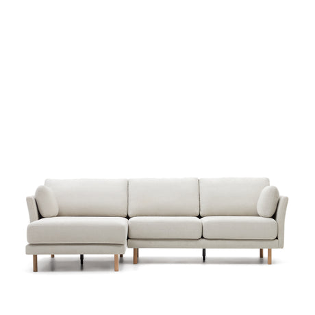 Gilma 3-Sitzer-Sofa Chaiselongue rechts/links Chenille in Perle Beine naturfarben 260 cm - ZEN ZONE