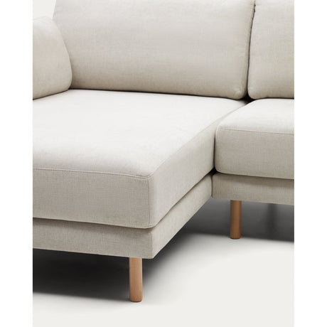 Gilma 3-Sitzer-Sofa Chaiselongue rechts/links Chenille in Perle Beine naturfarben 260 cm - ZEN ZONE