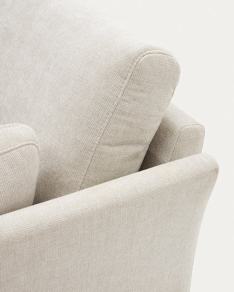 Gilma 3-Sitzer-Sofa Chaiselongue rechts/links Chenille in Perle Beine naturfarben 260 cm - ZEN ZONE Furniture