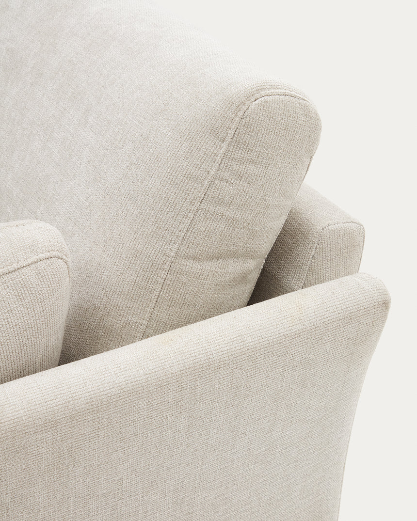 Gilma 3-Sitzer-Sofa Chaiselongue rechts/links Chenille in Perle Beine naturfarben 260 cm - ZEN ZONE Furniture