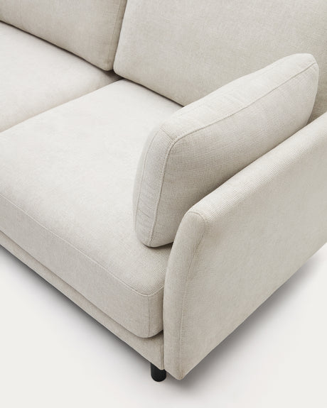 Gilma 3-Sitzer Sofa mit Chaiselongue rechts/links Chenille Perle Beine in Schwarz 260 cm - ZEN ZONE Furniture