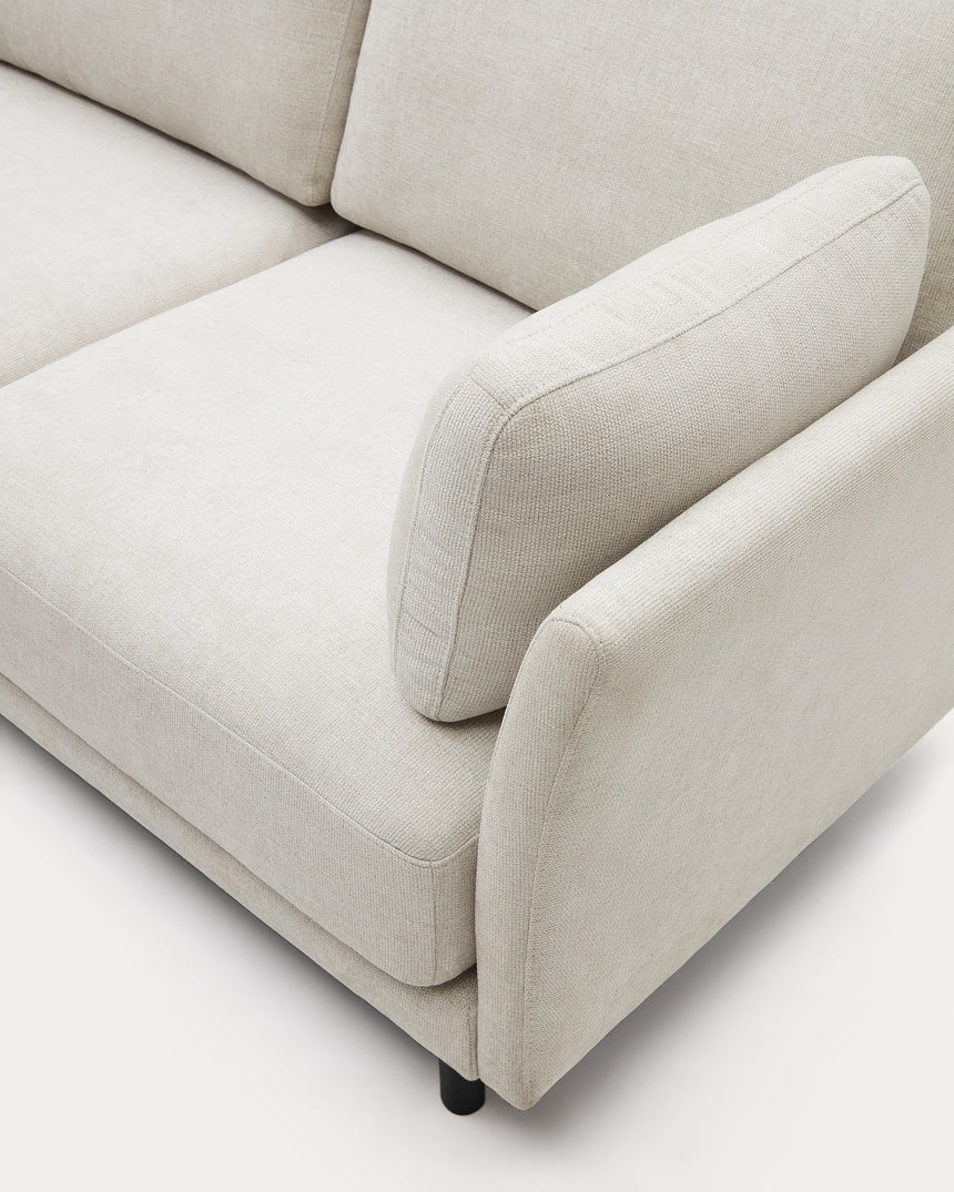 Gilma 3-Sitzer Sofa mit Chaiselongue rechts/links Chenille Perle Beine in Schwarz 260 cm - ZEN ZONE Furniture