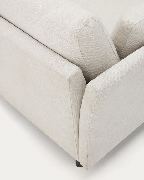 Gilma 3-Sitzer Sofa mit Chaiselongue rechts/links Chenille Perle Beine in Schwarz 260 cm - ZEN ZONE Furniture