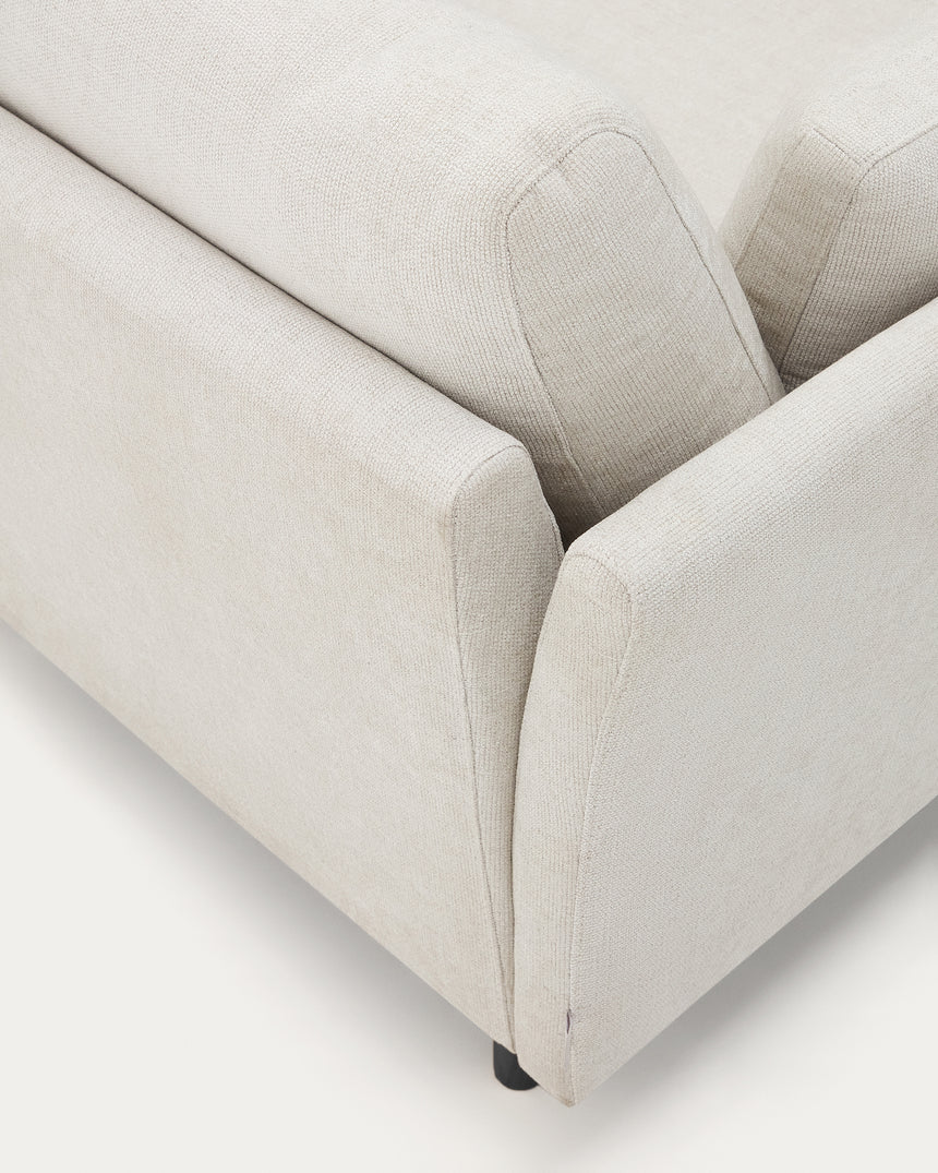 Gilma 3-Sitzer Sofa mit Chaiselongue rechts/links Chenille Perle Beine in Schwarz 260 cm - ZEN ZONE Furniture