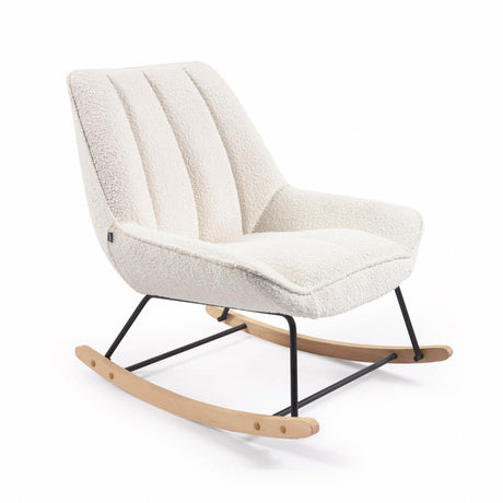 Marlina Schaukelstuhl mit Bezug in Bouclé weiß - ZEN ZONE Furniture