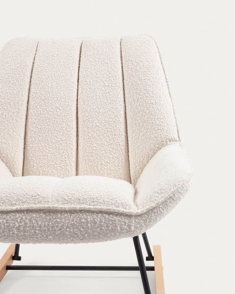 Marlina Schaukelstuhl mit Bezug in Bouclé weiß - ZEN ZONE Furniture