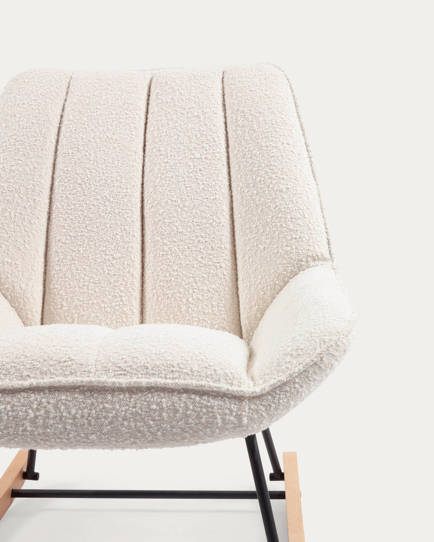 Marlina Schaukelstuhl mit Bezug in Bouclé weiß - ZEN ZONE Furniture