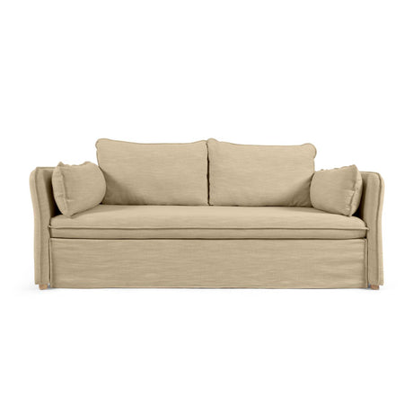 Tanit Schlafsofa beige und Beine aus massivem Buchenholz mit natürlichem Finish 210 cm - ZEN ZONE