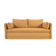 Tanit Schlafsofa senffarben und Beine aus massivem Buchenholz natürliches Finish 210 cm - ZEN ZONE Furniture