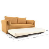 Tanit Schlafsofa senffarben und Beine aus massivem Buchenholz natürliches Finish 210 cm - ZEN ZONE Furniture