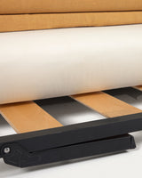 Tanit Schlafsofa senffarben und Beine aus massivem Buchenholz natürliches Finish 210 cm - ZEN ZONE Furniture