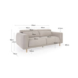 Singa 3-Sitzer Sofa mit verstellbarer Kopfstütze und ausziehbarem Sitz beige 215 cm FSC Mix Credit - ZEN ZONE Furniture